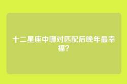 十二星座中哪对匹配后晚年最幸福？