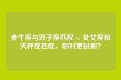 金牛座与双子座匹配 vs 处女座和天秤座匹配，哪对更挑剔？