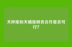 天秤座和天蝎座财务合作是否可行？