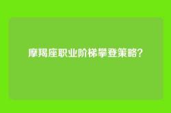 摩羯座职业阶梯攀登策略？