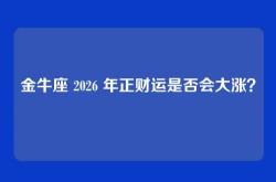 金牛座 2026 年正财运是否会大涨？