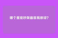 哪个星座吵架最容易原谅？