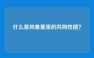 什么是风象星座的共同性格？