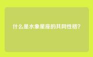 什么是水象星座的共同性格？