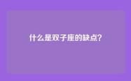 什么是双子座的缺点？