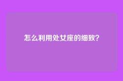 怎么利用处女座的细致？
