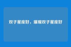 双子星座好，璀璨双子星座好