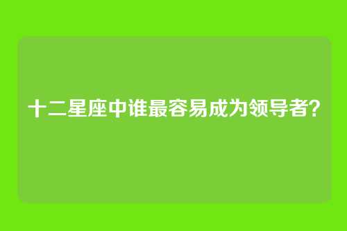 十二星座中谁最容易成为领导者？