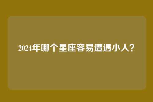 2024年哪个星座容易遭遇小人？