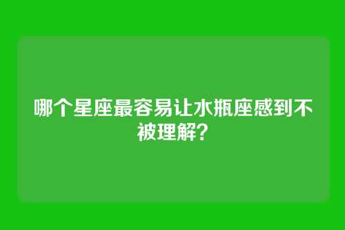 哪个星座最容易让水瓶座感到不被理解？