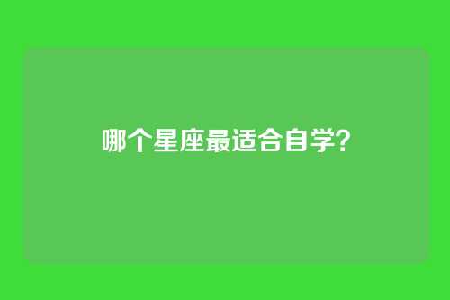 哪个星座最适合自学？