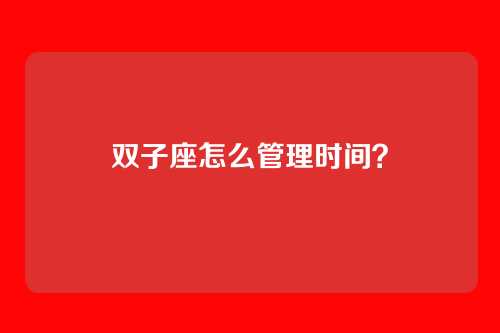 双子座怎么管理时间？