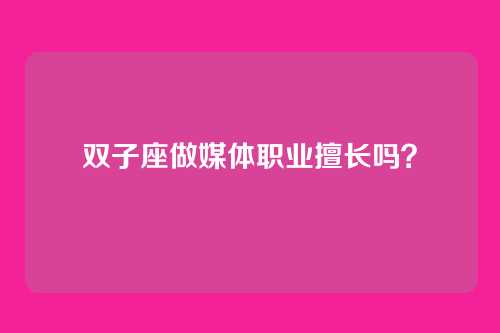 双子座做媒体职业擅长吗？