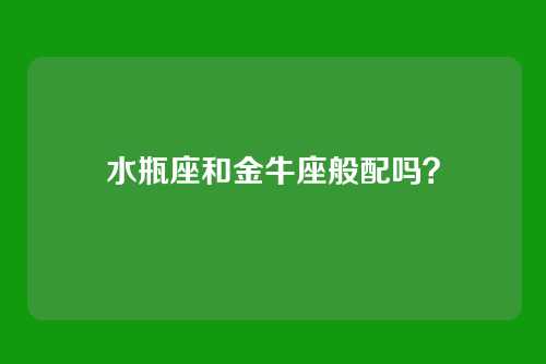 水瓶座和金牛座般配吗？
