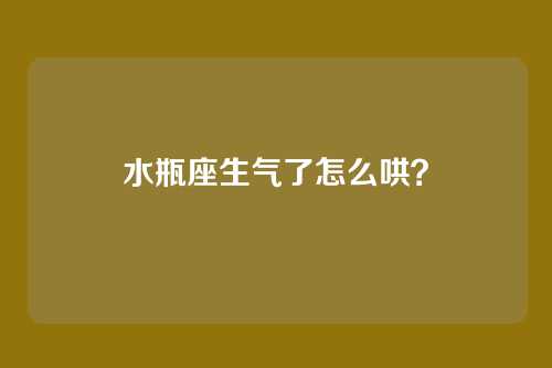 水瓶座生气了怎么哄？