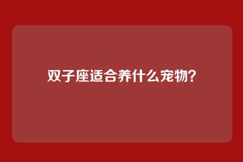 双子座适合养什么宠物？