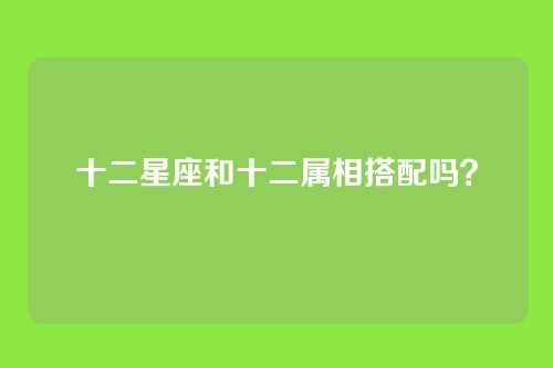 十二星座和十二属相搭配吗？