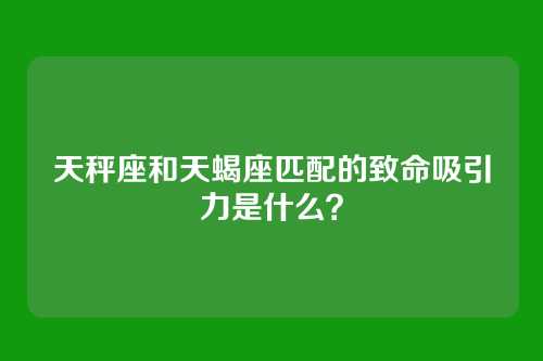 天秤座和天蝎座匹配的致命吸引力是什么？