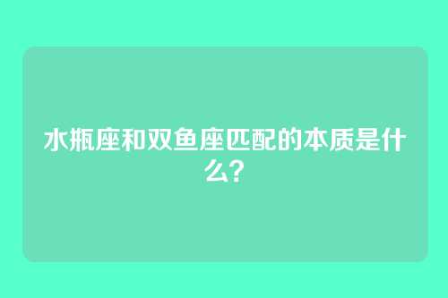 水瓶座和双鱼座匹配的本质是什么？