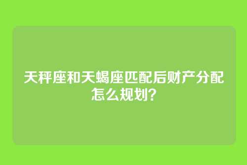 天秤座和天蝎座匹配后财产分配怎么规划？