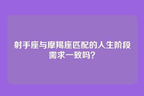 射手座与摩羯座匹配的人生阶段需求一致吗？