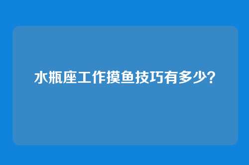水瓶座工作摸鱼技巧有多少？