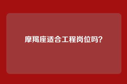 摩羯座适合工程岗位吗？