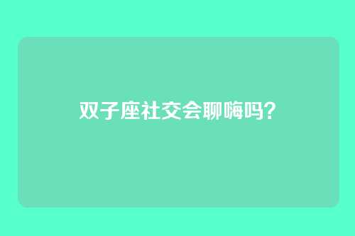 双子座社交会聊嗨吗？