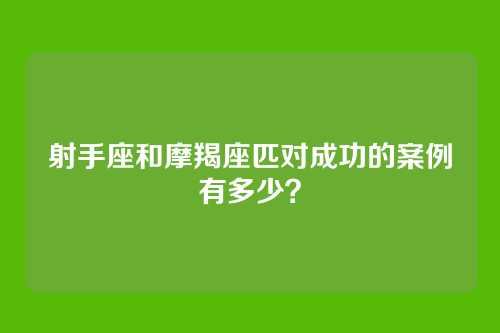 射手座和摩羯座匹对成功的案例有多少？