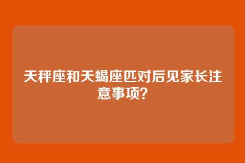 天秤座和天蝎座匹对后见家长注意事项？