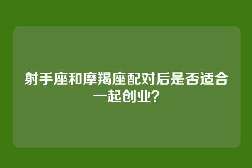 射手座和摩羯座配对后是否适合一起创业？
