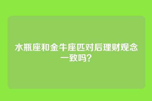 水瓶座和金牛座匹对后理财观念一致吗？