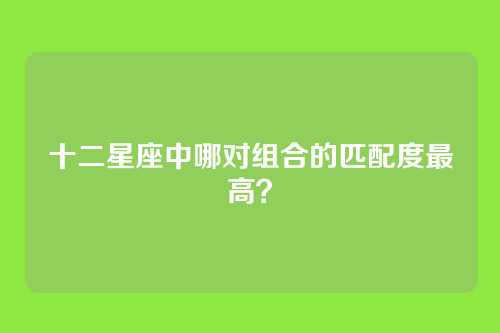 十二星座中哪对组合的匹配度最高？