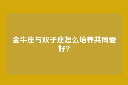 金牛座与双子座怎么培养共同爱好?