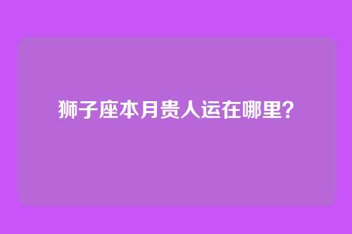 狮子座本月贵人运在哪里？