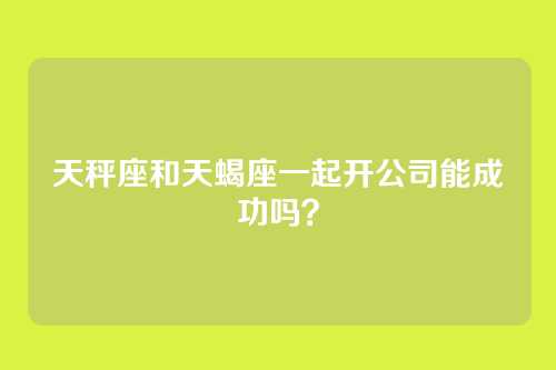 天秤座和天蝎座一起开公司能成功吗？