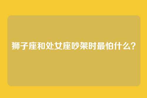 狮子座和处女座吵架时最怕什么？