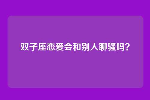 双子座恋爱会和别人聊骚吗？