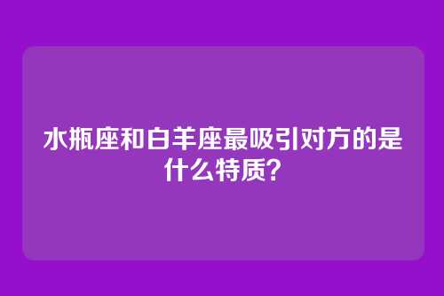 水瓶座和白羊座最吸引对方的是什么特质?