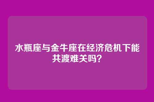 水瓶座与金牛座在经济危机下能共渡难关吗？