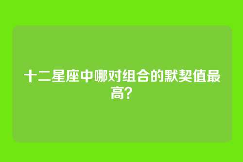 十二星座中哪对组合的默契值最高?