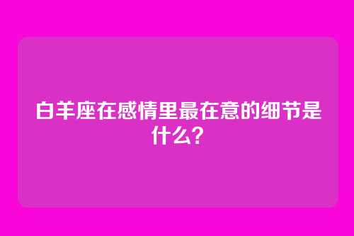 白羊座在感情里最在意的细节是什么？