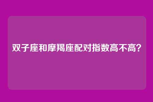 双子座和摩羯座配对指数高不高?