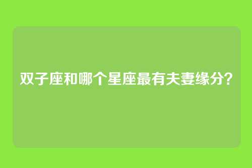 双子座和哪个星座最有夫妻缘分？