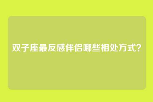 双子座最反感伴侣哪些相处方式？