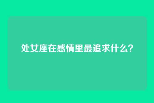 处女座在感情里最追求什么？