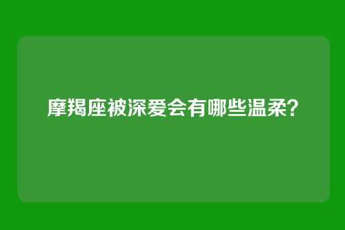 摩羯座被深爱会有哪些温柔？