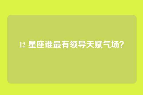 12 星座谁最有领导天赋气场?