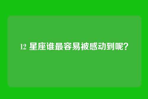 12 星座谁最容易被感动到呢？