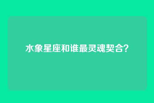 水象星座和谁最灵魂契合？